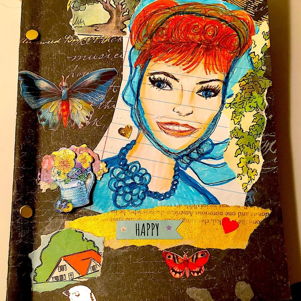 NWT of a kind handmade happy friendship&fashion art journal notebook 📓🦋💕